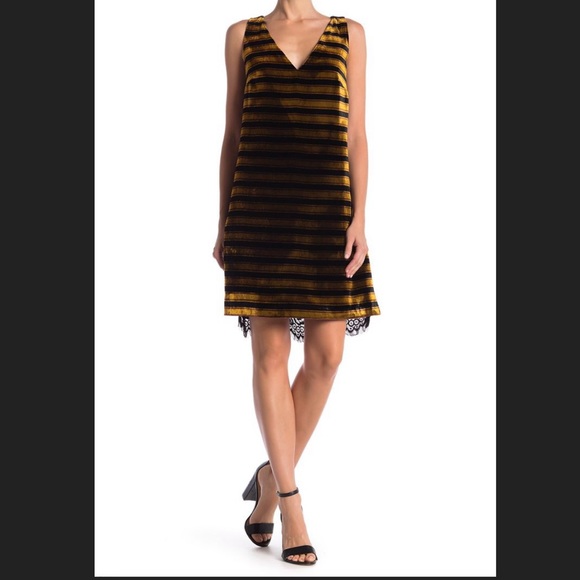 NWT French Connection Emma Stripe Velvet Dress 6 - Picture 4 of 10